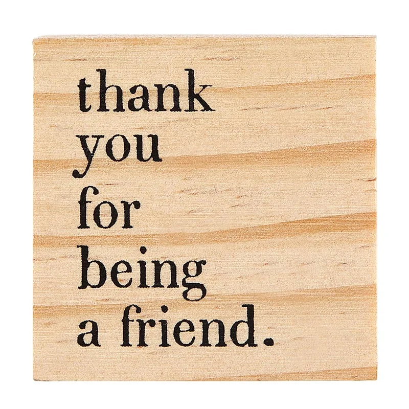 Wooden stamp engraved with thank you for being a friend for Treasure Box Earrings