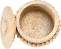 Mango Wood Beads and Lid Storage Box with a wooden bowl and spoon for stylish organization