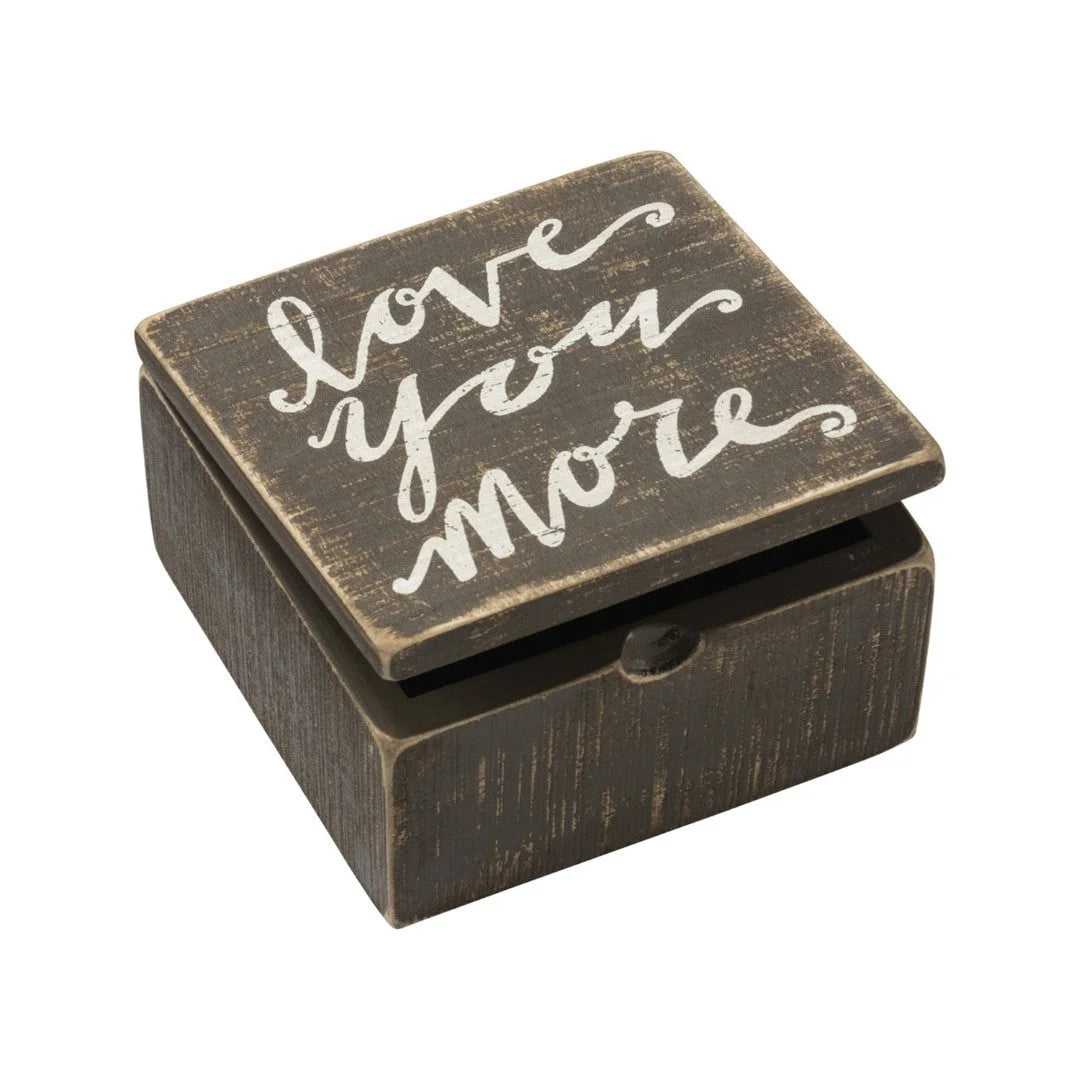 Wooden LOVE YOU MORE hinged box, perfect for unique shop gifts at Daisy Lane