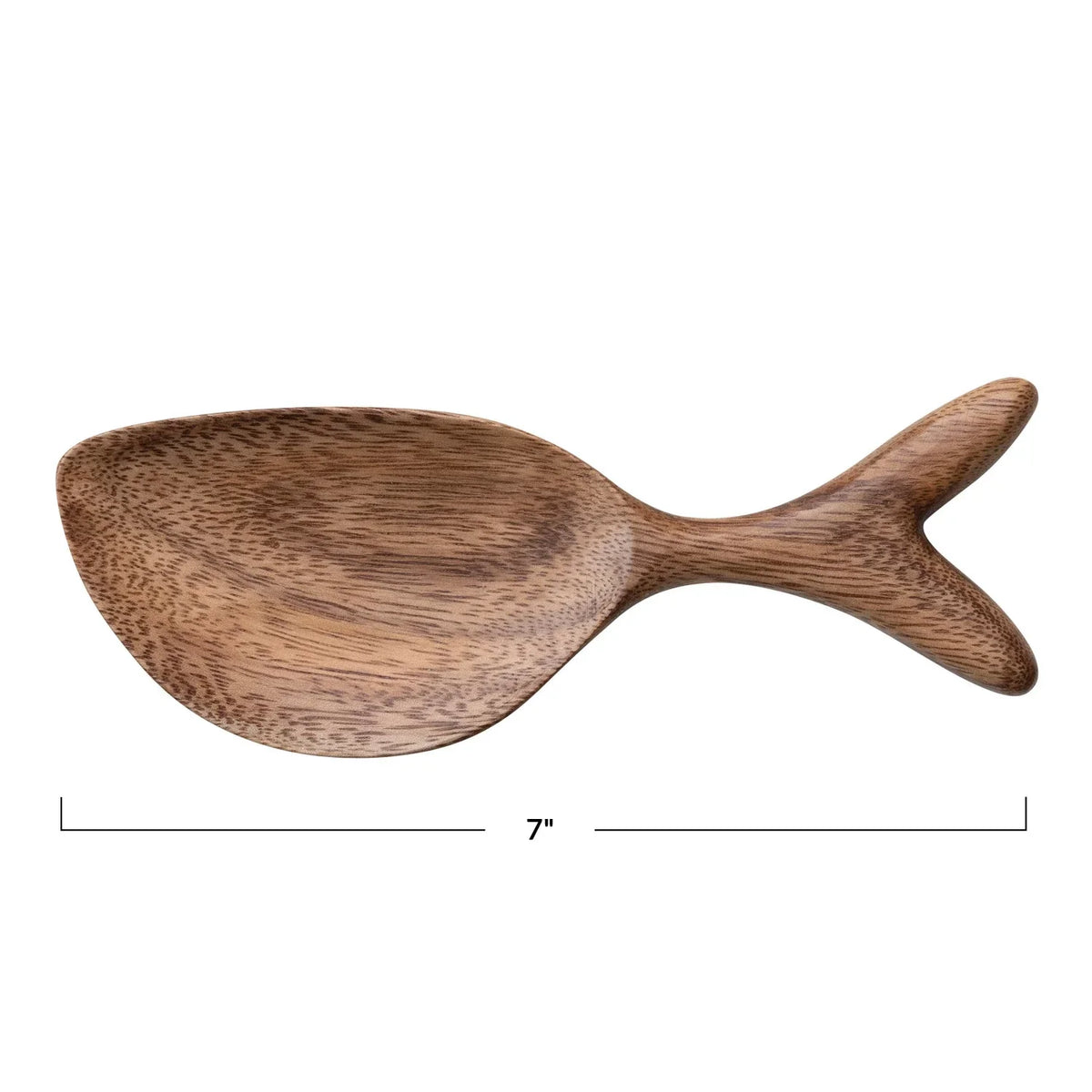 Acacia wood fish shaped dish elegantly displayed for home décor and serving needs