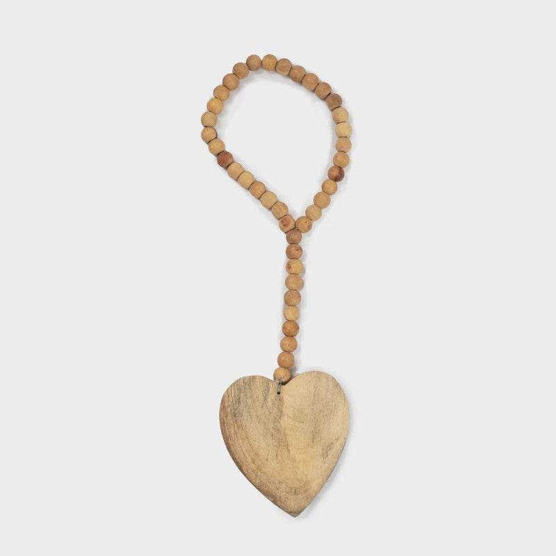 SMALL HEART ANTIQUED WOOD BEAD STRAND - NATURAL - HOME