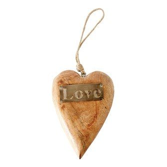 Mango Wood Hanging Heart Decor - Picture Frames & Wall Décor