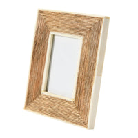 Wooden photo frame with textured rope pattern and bone border, crafted from Mango Wood