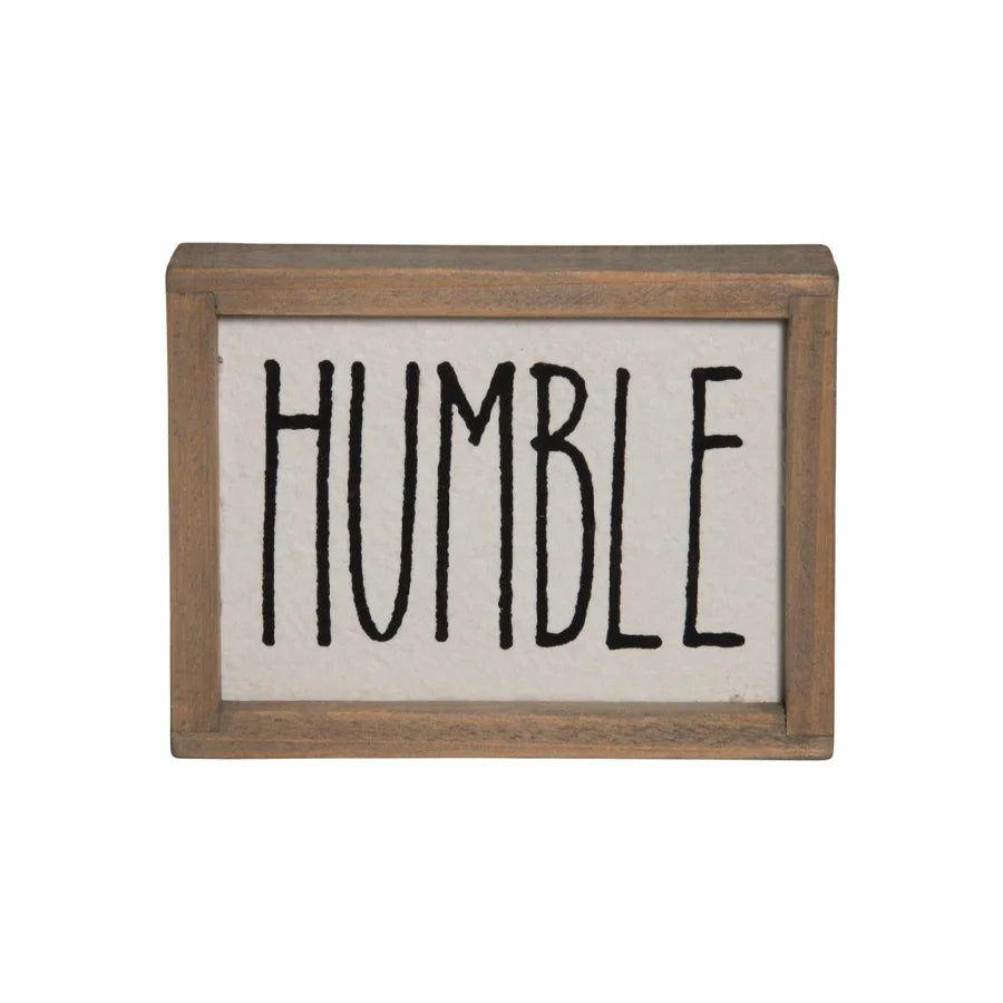 Wooden Humble Sign featured in a boho décor setting for a simple, elegant touch