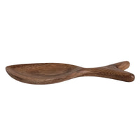 Wooden spoon with handle featured in Acacia Wood Fish Shaped Dish