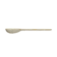 Wooden spoon with elongated bowl and long handle for White Stoneware Strainer use