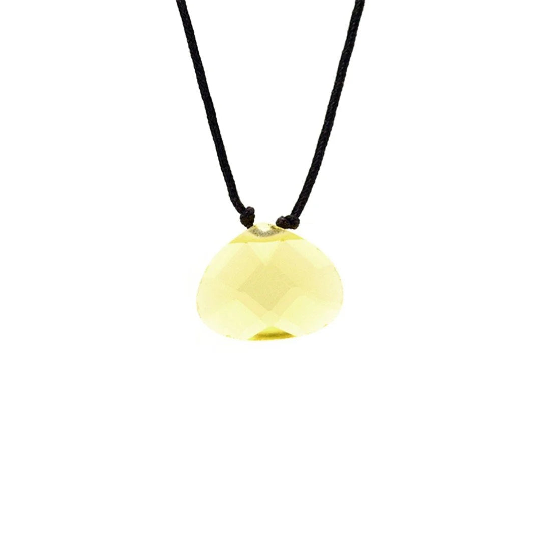 Yellow Strength Color Power Necklace featuring a yellow glass bead on a black cord