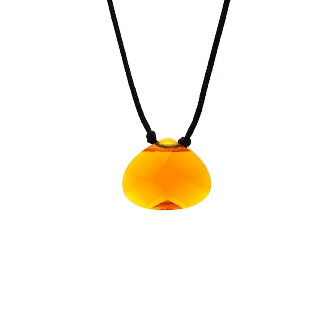 Yellow glass pendant with black cord in Orange Joy Color Power Necklace