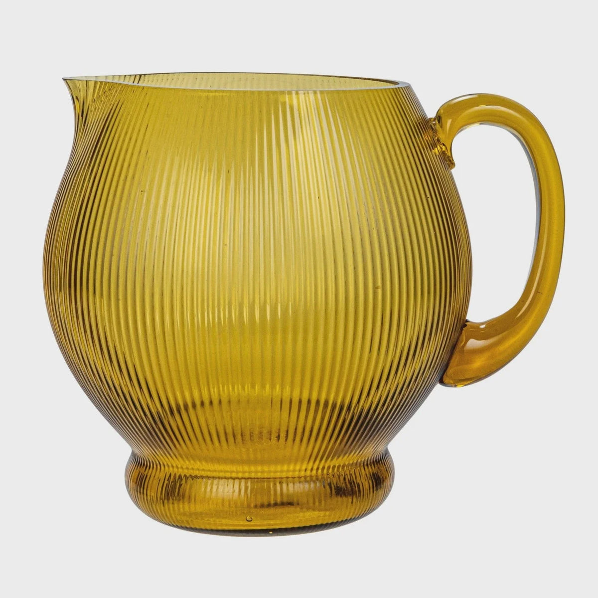 Yellow glass pitcher showcasing the 2-1/2 quart fluted design for elegant serving