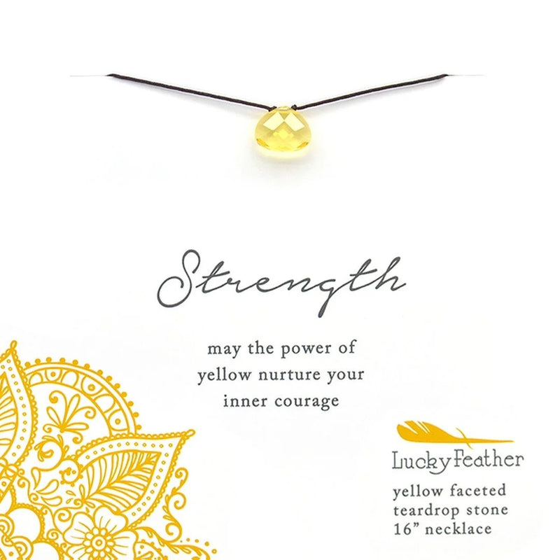 Yellow Strength Color Power Necklace featuring a yellow necklace with a gold pendant