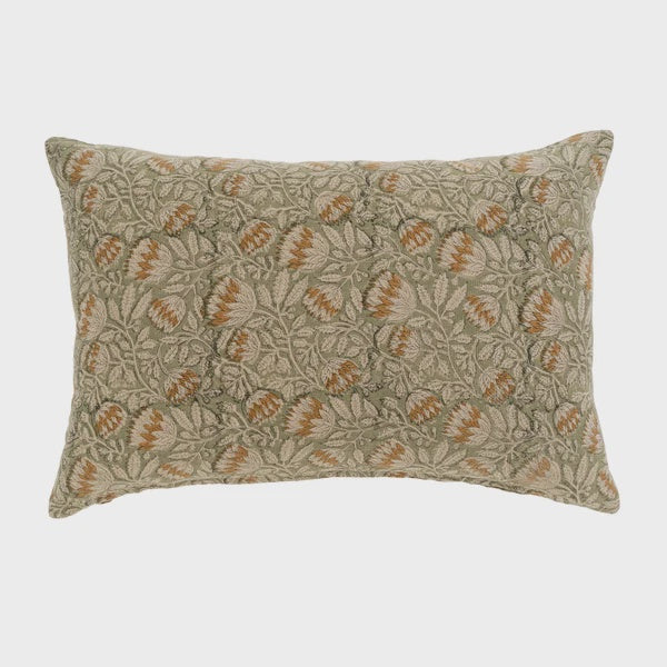 VARANASI HAND BLOCK PRINT LINEN LUMBAR PILLOW