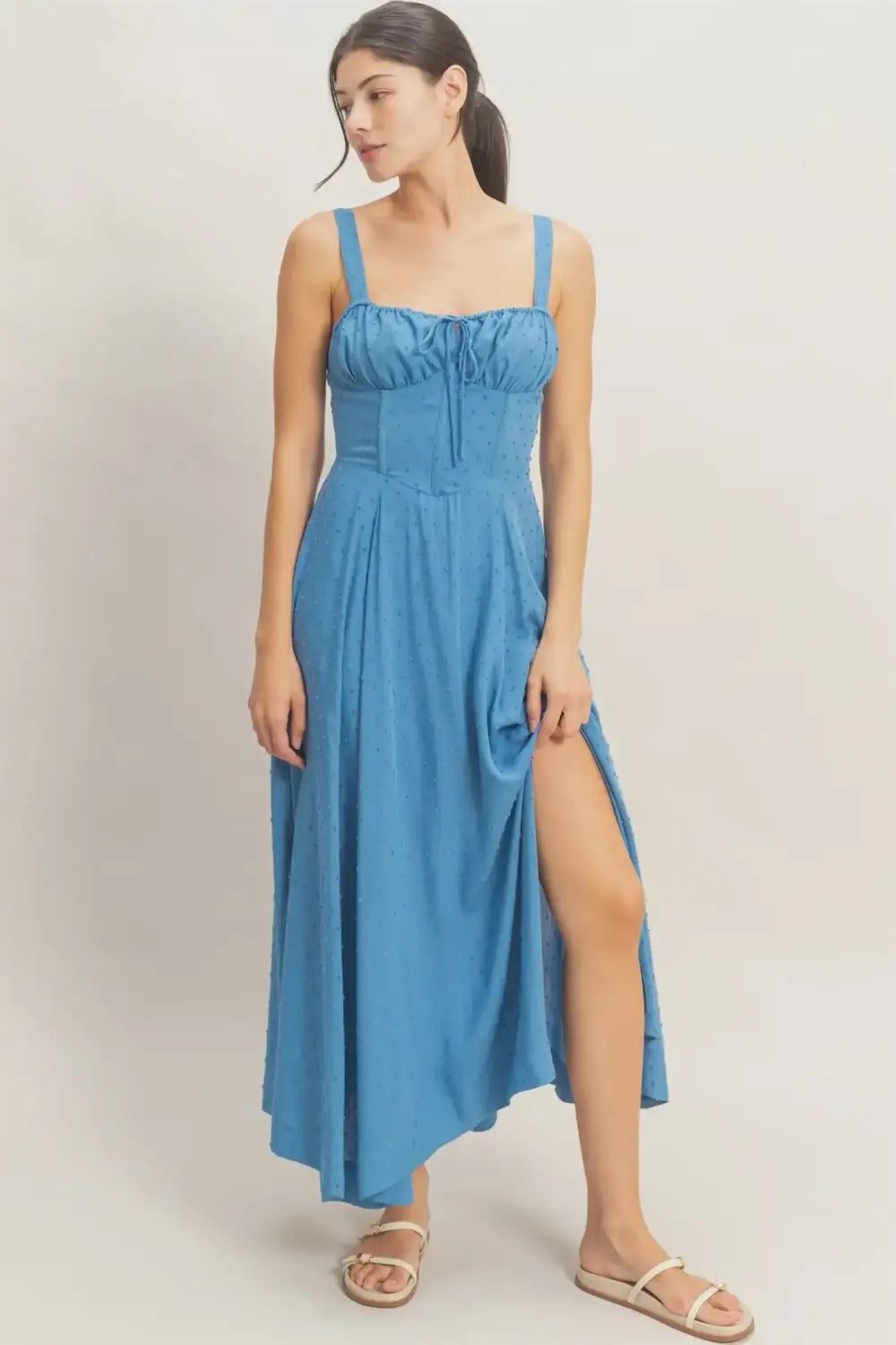 The dress that does it all: our boned tie back maxi dress