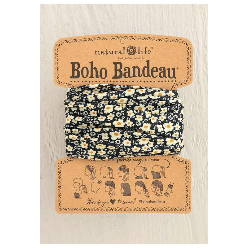 Black Cream Floral Print Boho Bandeau - Boho Bandeau